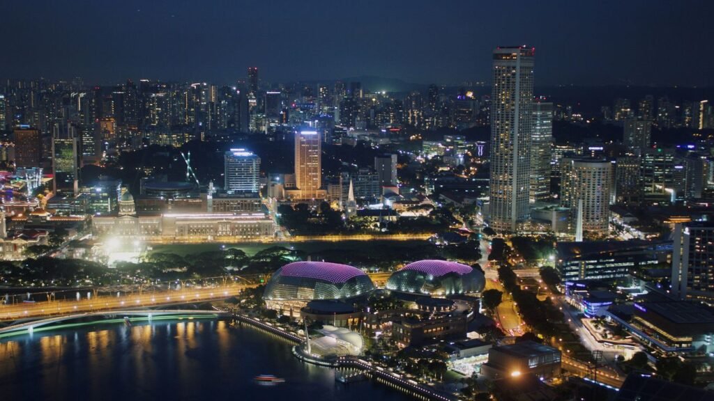 buildings near body of