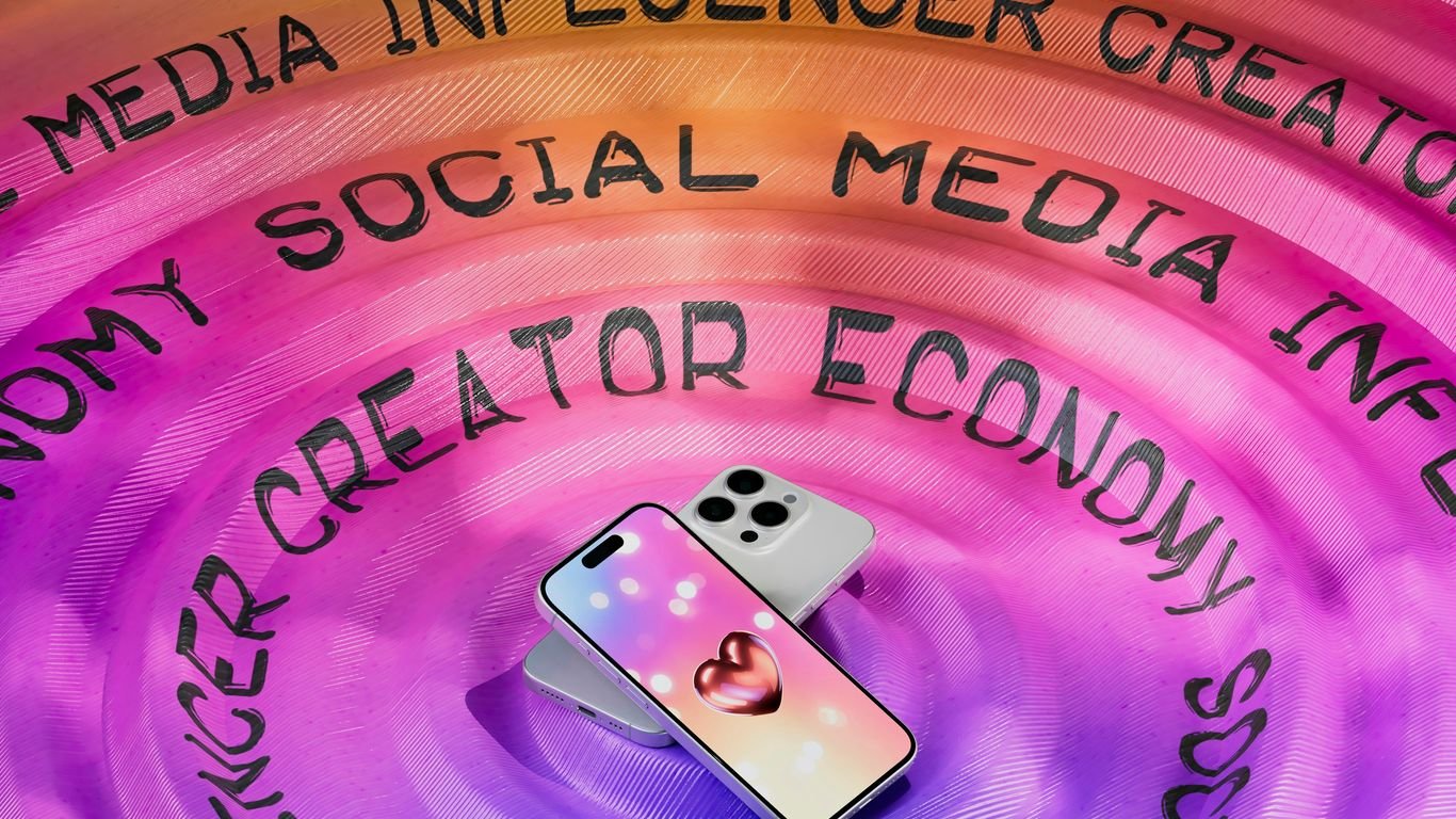 A cell phone sitting on top of a purple circle