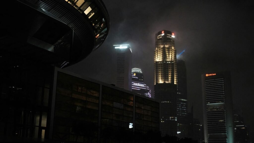 high rise building during night time