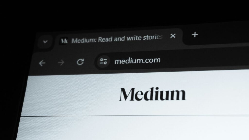 Medium.com website displayed on a screen.