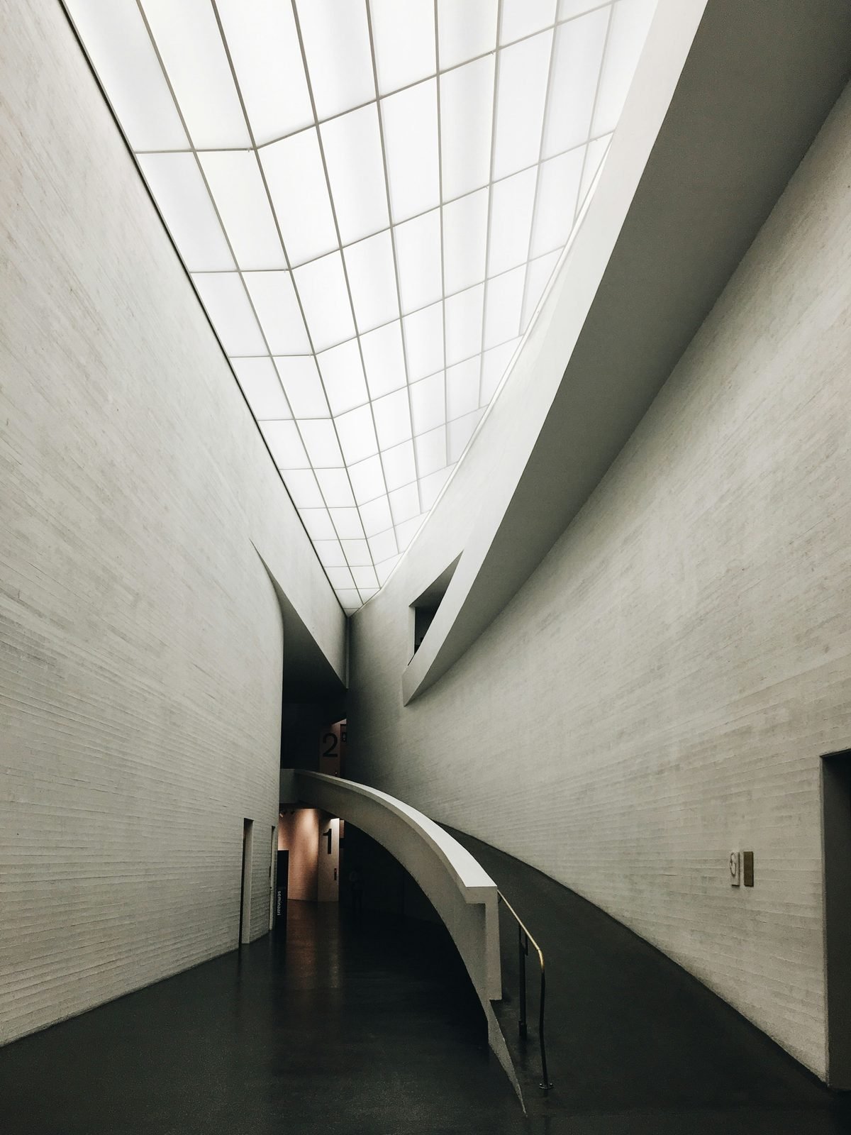 Architectural corridor with wayfinding
