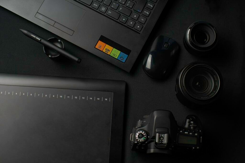 DSLR camera set up beside a product on a plain background during an e-commerce product photography shoot in Singapore