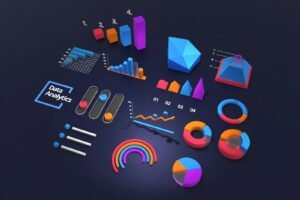 Data and analytics graphics, representing digital marketing ROI