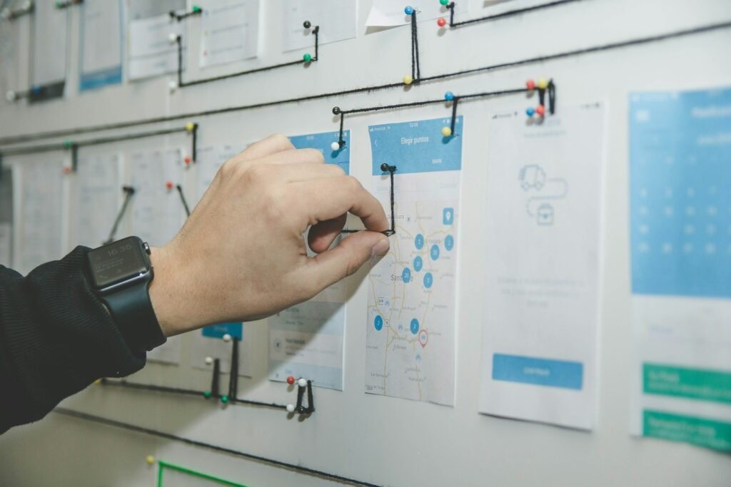 Digital marketing strategy being mapped out on a planning board