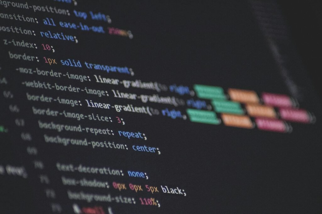 Website code on a screen, representing custom ecommerce development