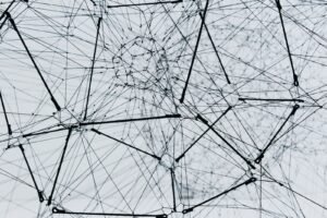 Web of connected lines, representing backlinks between websites