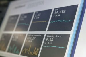 Advertising performance dashboard on a tablet, representing PPC advertising costs