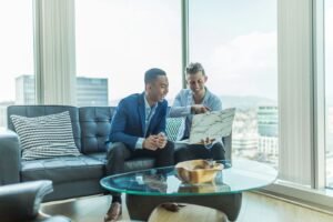 Real estate agent meeting a client, representing real estate lead generation