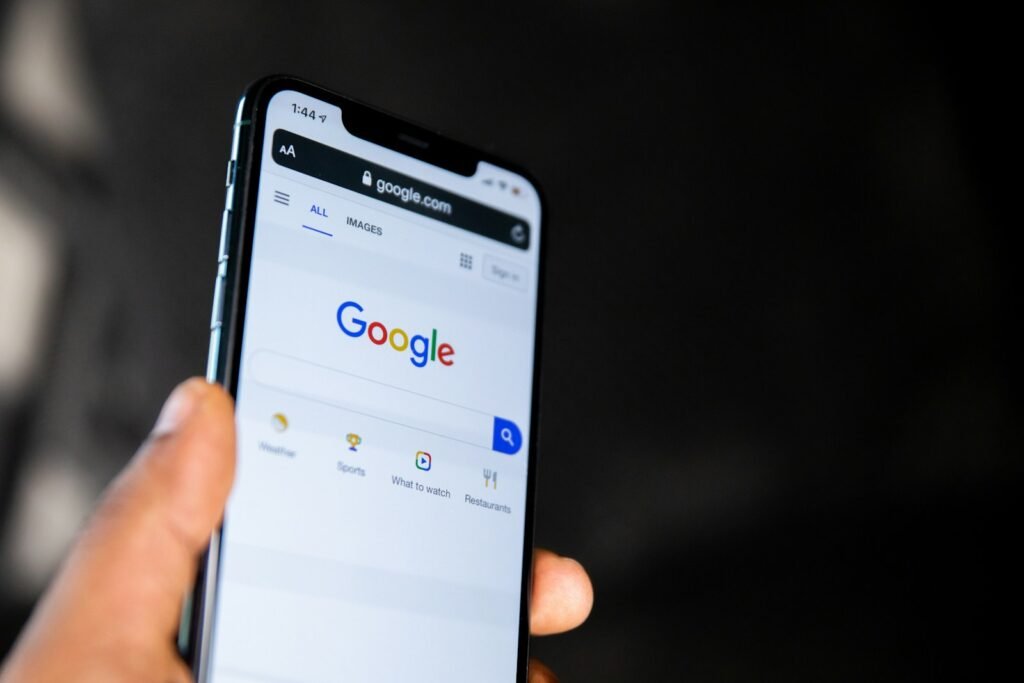 Google search open on a smartphone, representing SEO in Singapore
