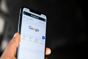 Google search open on a smartphone, representing SEO in Singapore