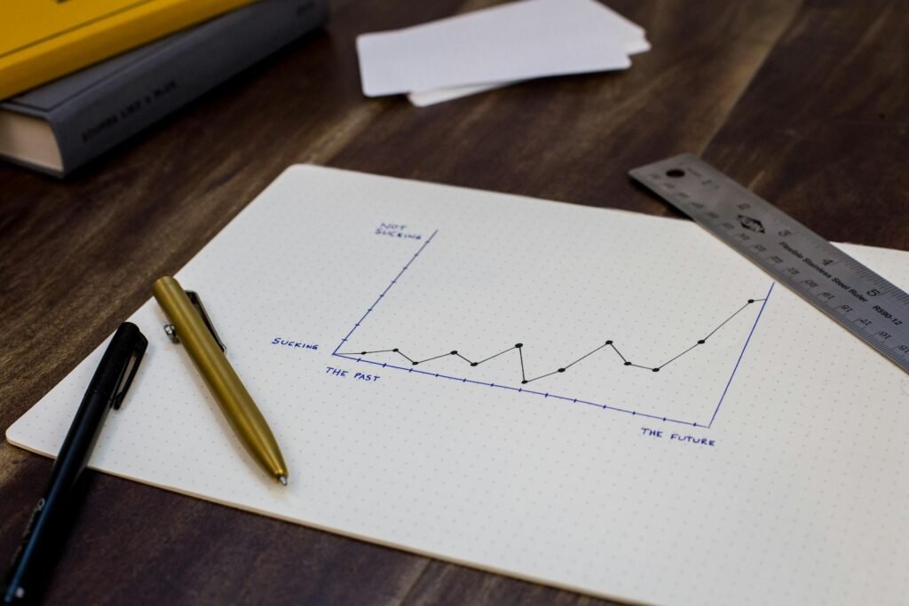 Hand-drawn upward trend chart representing long-term SEO ranking growth