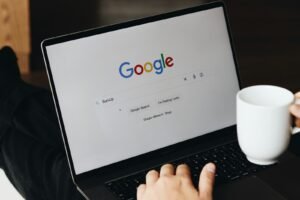 Google search page on a laptop, representing SEM and paid search