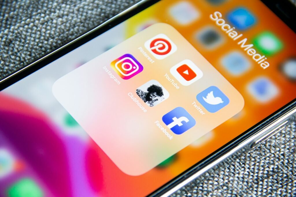 Social media apps folder on a smartphone screen
