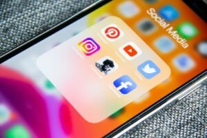 Social media apps folder on a smartphone screen