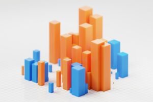 Rising 3D bar chart, representing SEO campaigns that drive revenue